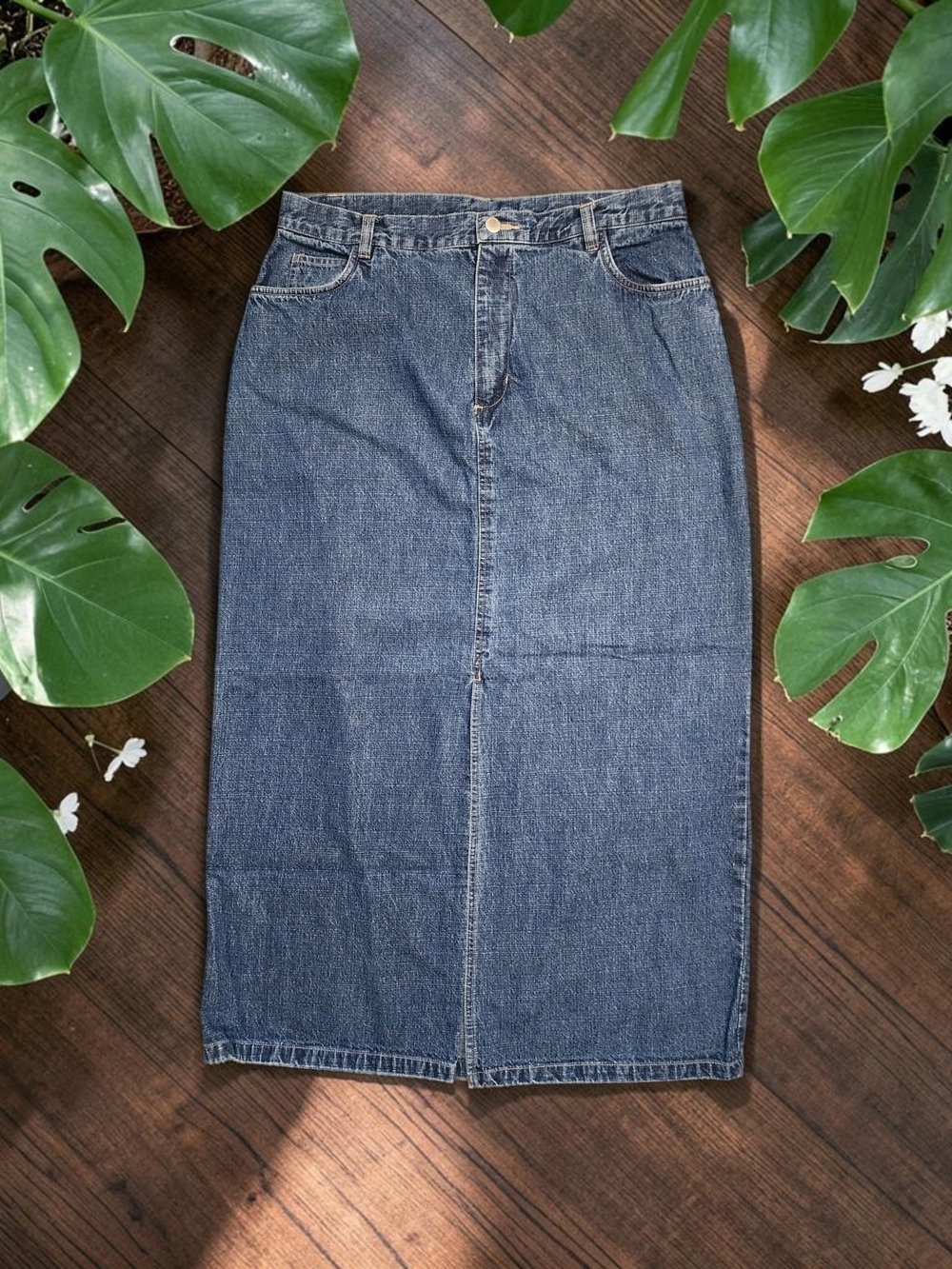 St. John's Bay Denim Midi Skirt - Dark Blue - Picture 1 of 7